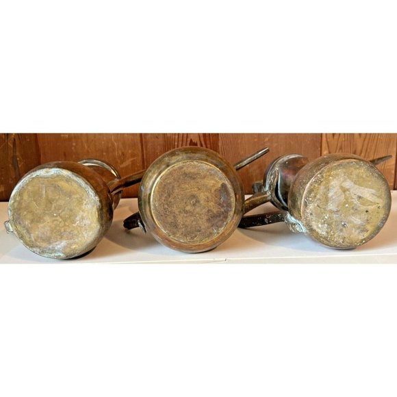Brass Islamic Dallah Arabic Coffee Pots Middle Eastern India Set Of 3 - Picture 8 of 16
